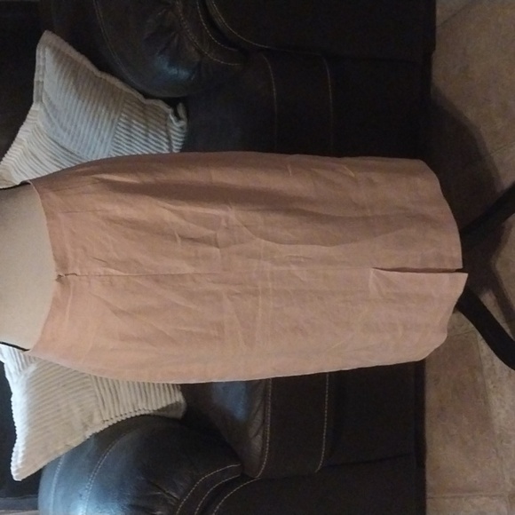 Blassport Pink Linen Long Pencil Skirt with Back Split Size 8P - Picture 4 of 8